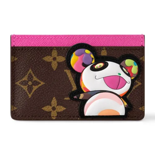 LOUIS VUITTON Takashi Murakami Коллаборация Покрытый холст с кожаными вставками Комбинированный держатель для карт Женские Розовый Красный и Коричневый