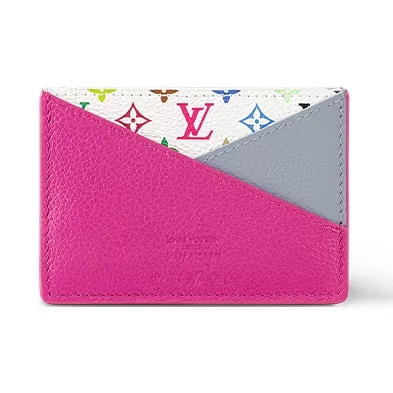 LOUIS VUITTON Takashi Murakami Коллаборация Коровья кожа Держатель для карт Женские Розовый Красный и Белый