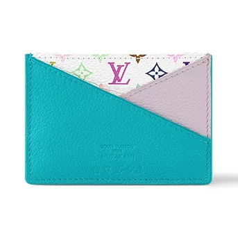 LOUIS VUITTON Takashi Murakami Коллаборация Коровья кожа Держатель для карт Женские Синий и Белый