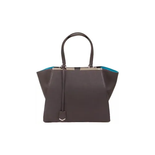 FENDI Текстурированная кожа Тоут Сумка Сумка для покупок Сумка Сумка через плечо Женская Серого цвета