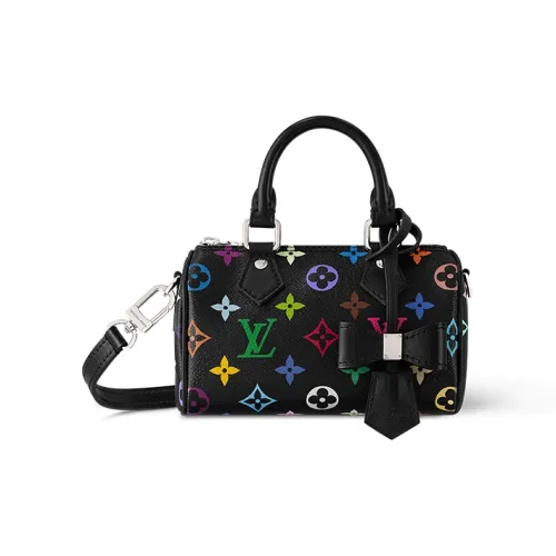 LOUIS VUITTON Takashi Murakami Коллаборация Покрытие Холст Бостон Сумка Сумка Экстра Мини Унисекс Черный