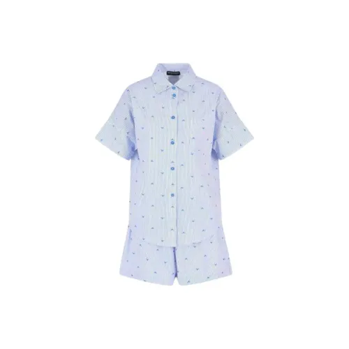 EMPORIO ARMANI SS25 Пижамный комплект Женский Синий