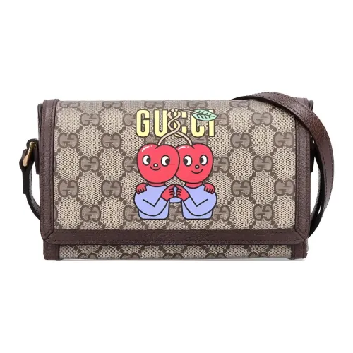 GUCCI Кожа Обметка Supreme Холст Коробка Сумка Сумка через плечо Мини Мужская Коричневая