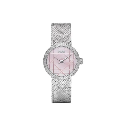 DIOR Женские часы Кварцевый механизм Ремешок из нержавеющей стали 25 мм Розовый циферблат Часы
