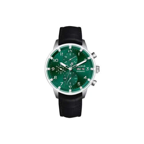 OBLVLO Автоматический механический механизм кожаный ремешок мужские часы белый циферблат