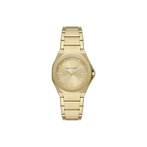 ARMANI EXCHANGEAE Наручные часы Кварцевый механизм Нержавеющая сталь Ремешок 34 мм Золотой циферблат Женские часы