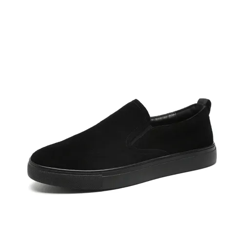 Devanro Мужские повседневные туфли Low Top Черные с черной подошвой Мужские