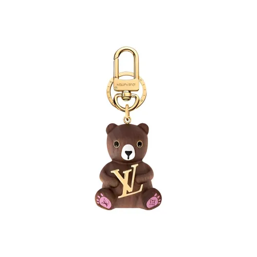 LOUIS VUITTON Желтый Сандаловое дерево And Металл Брелок Сумка Аксессуар Женские Коричневый