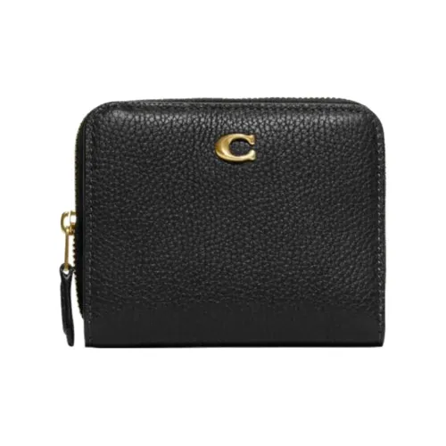 COACH Держатель для карт из кожаной сумки Billfold Wallet женский черный