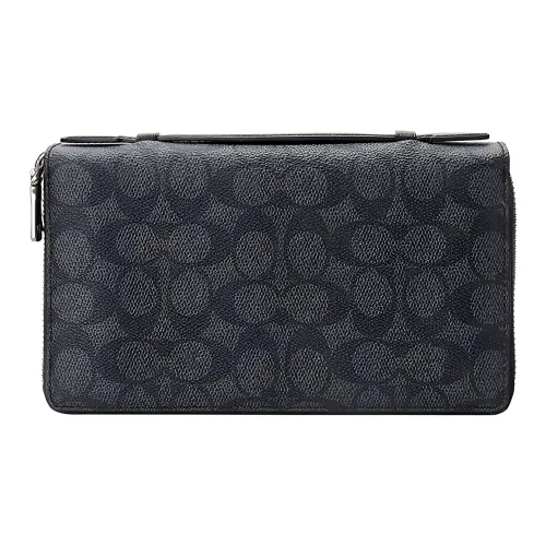 COACH Canvas с кожаными вставками клатч кошелек для монет кошелек мужской черный