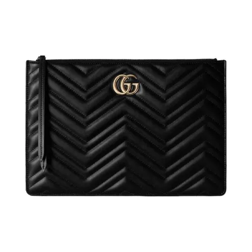 GUCCI GG Marmont Кожа Клатч Большой Женский Черный