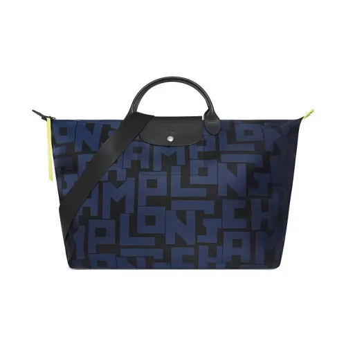 LONGCHAMP Le Pliage LGP Нейлоновая ткань Одно плечо Сумка Большая Женская Черная Морская синяя
