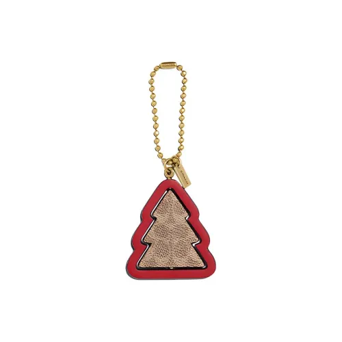 COACH Canvas Кожаная вставка Сумка Аксессуар Женский Красный и Коричневый