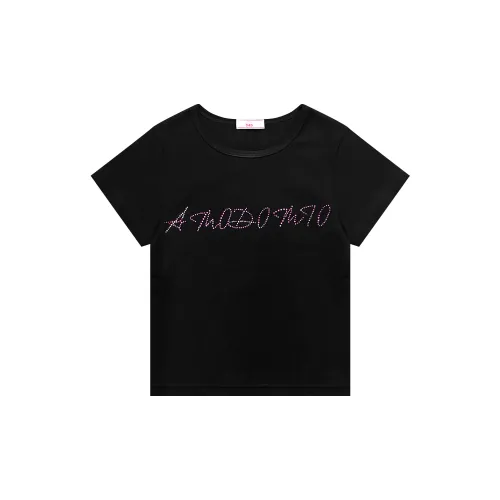 S45 Реглан Базовый Облегающий крой Вышитый Короткий рукав Минималистский стиль Универсальный Т-рубашка Женская