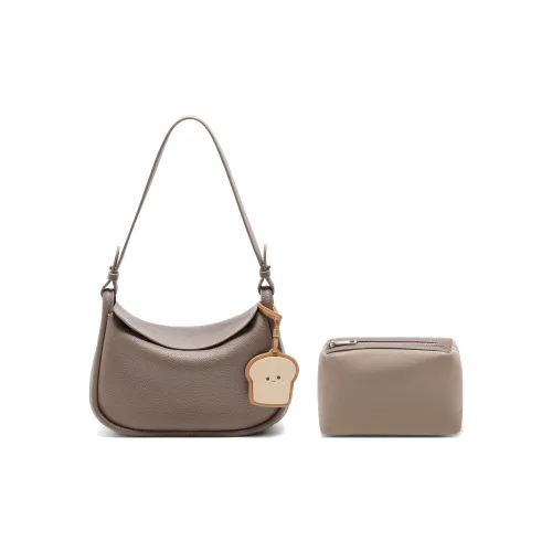 BELLE Искусственная кожа с коровьей кожей сумка через плечо среднего размера женская серый бежевый