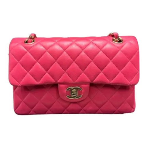 CHANEL Classic Flap CF Sheepskin Плечевая сумка Маленькая Женская Персиково-розовая