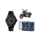 Черный корпус с черным циферблатом, черный ремешок - [Подарочная коробка комплект + Байкерский украшение]