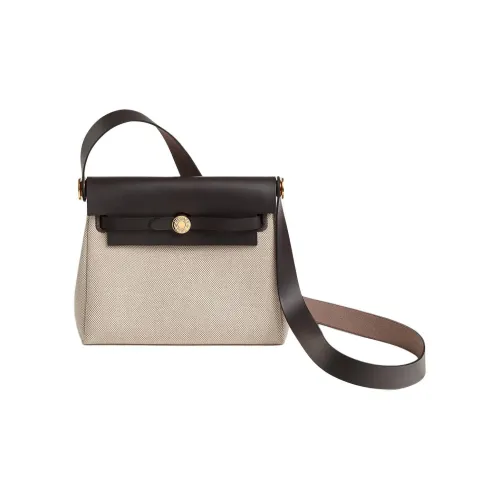 HERMES Холст и кожа Сумка через плечо мини Сумка на плечо Женская Светлый бежевый Бежевый Эбеновое дерево