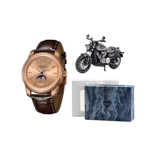 OBLVLO Автоматический механический механизм Часы Мужские Золото Циферблат