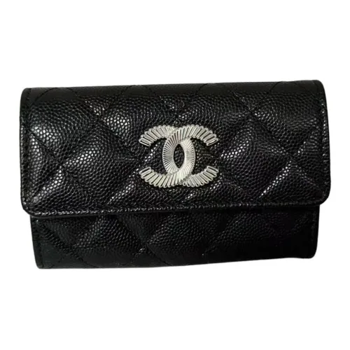 CHANEL Икорный кожаный кошелек женский черный