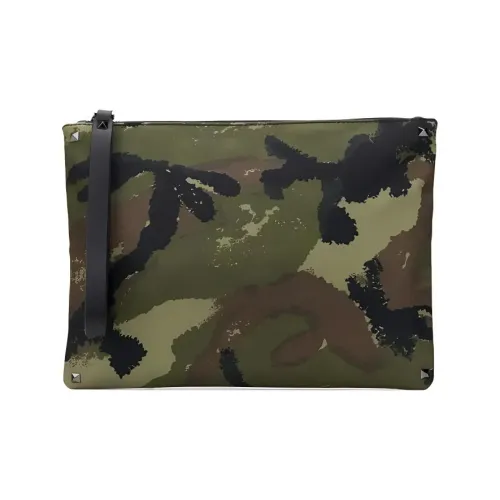 Valentino Ткань с кожаными вставками большой клатч мужской зеленый