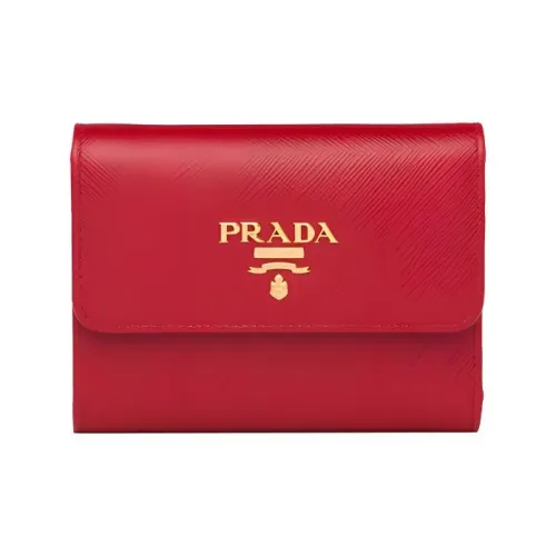 PRADA Saffiano кожа кошелек маленький женский красный