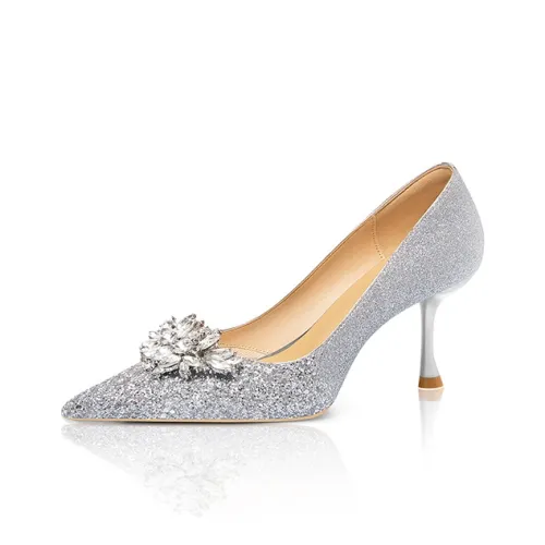 VVKI Боковая бутылка Высокие каблуки Женские Серебристые