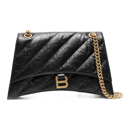 Balenciaga Crush Телячья кожа Сумка-глазурь Сумка через плечо Сумка на плечо Средняя Женская Черная