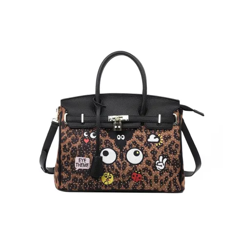 EYE THEME ПУ (полиуретан) Сумка Большая Женская с Леопардовым принтом и Черная