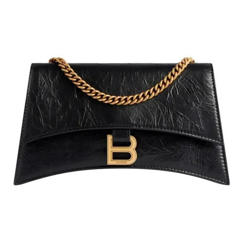 Balenciaga Crush Тисненая Телячья Кожа Сумка через плечо Сумка на плечо Женская Черная