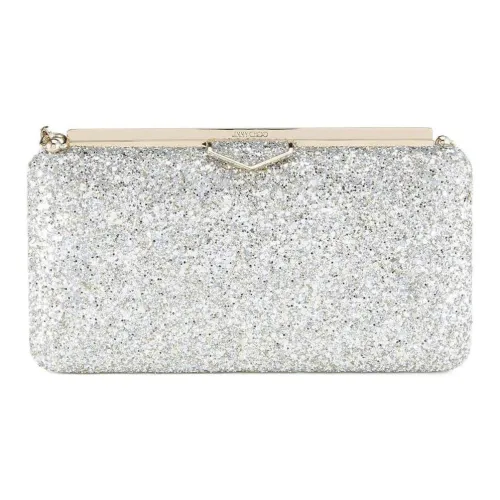 Jimmy Choo Coarse С рельефом Блестящий розовый Ткань Одно плечо Клатч Женские Шампанское