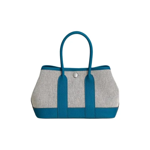 HERMES Холст с кожей Сад Сумка Мини Женские Светло-бежевый Черный Ультрамариновый синий