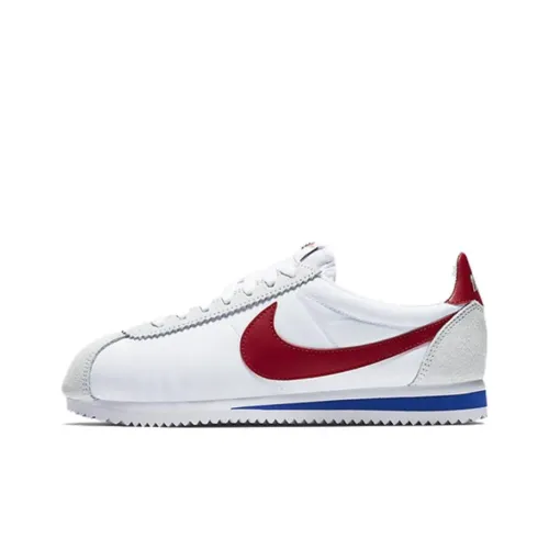 nike Classic Cortez Nylon Slip-resistant Abrasion-resistant Low Top Casual Running Shoes Unisex White Red nike Classic Cortez Nylon Slip-resistant Abrasion-resistant Низкий Топ Повседневные Беговые Кроссовки Унисекс Белый Красный