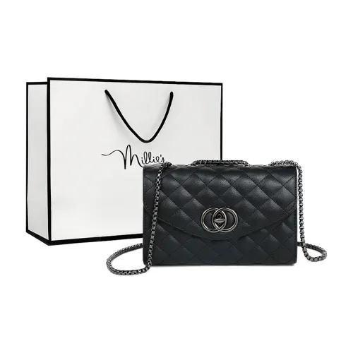 MILLIE'S Сумка через плечо из коровьей кожи маленькая квадратная сумка стандартная женская черная