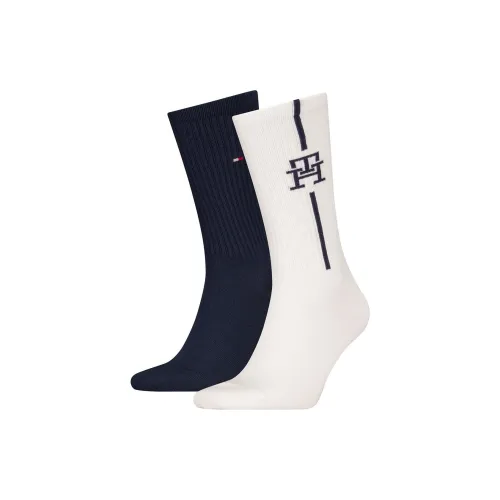 Tommy Hilfiger 2 шт Морской синий + Светло-белый Унисекс Носки до икры MID