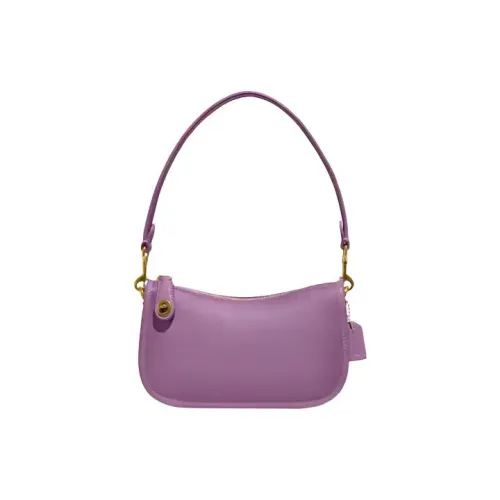 COACH Swinger Перчаточная дубленая кожа Маджонг Сумка Армпит Сумка Сумка Сумка через плечо Маленькая Женская Орхидейно-фиолетовая