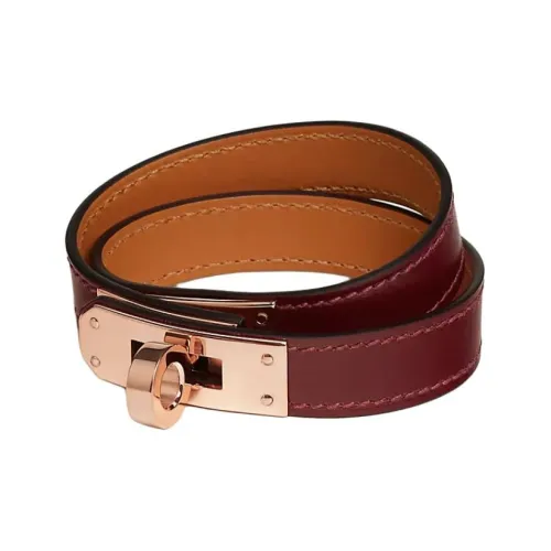 HERMES Телячья кожа Розовое золото Тон покрытие Браслеты Женские Красно-коричневый