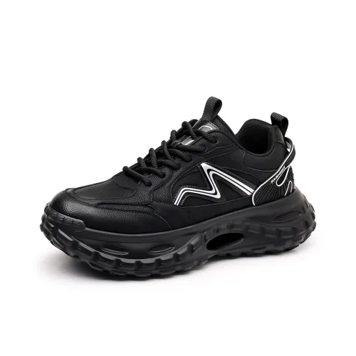 Kangaroo Head Устойчивые к истиранию Низкие Кроссовки с Толстой Подошвой Унисекс Черные