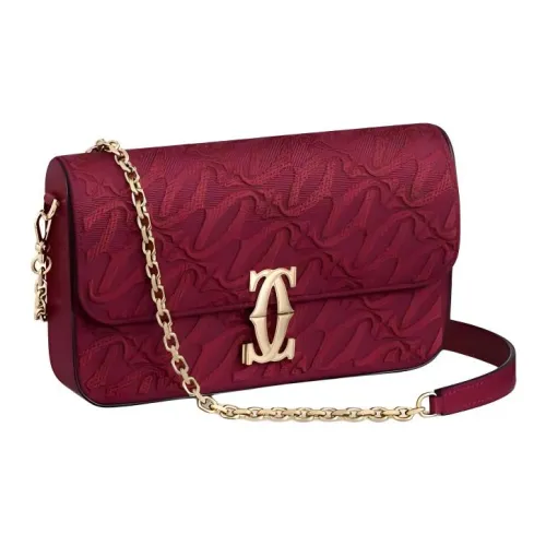 Cartier C De Cartier Collection Телячья кожа Сумка через плечо Мини Женская Вишнево-красная
