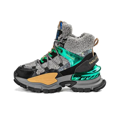 NAUTICA Амортизация Покрытие Термический Высокий Топ Толстая Подошва Кроссовки Женские Черные