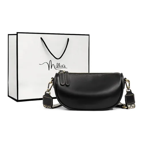 MILLIE'S Коровья кожа с синтетической кожей подушка сумка через плечо подмышечная сумка на плечо стандартная женская черная