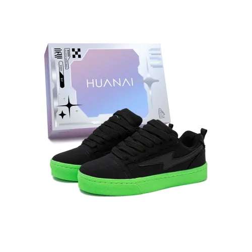 HUANAI Устойчивые к истиранию Низкие Кроссовки для скейтбординга Унисекс Неоново-зеленый Черный
