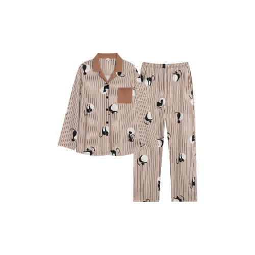 Sha Qian Пижамный комплект Мужской Кофейный