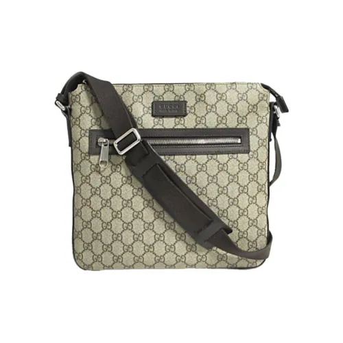 GUCCI Canvas с кожаными вставками курьерская сумка сумка через плечо мужская хаки