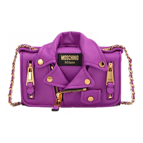 MOSCHINO Sheepskin Biker Bag Crossbody Bag Shoulder Bag Regular Women's Purple