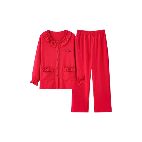 XIAFENYAN Пижамный комплект женский красный