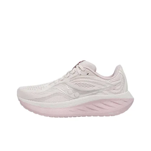 Saucony Ride Yutu 18 Устойчивый к истиранию Дышащий Низкий Топ Тренировочные Беговые кроссовки Женские Белые Розовые