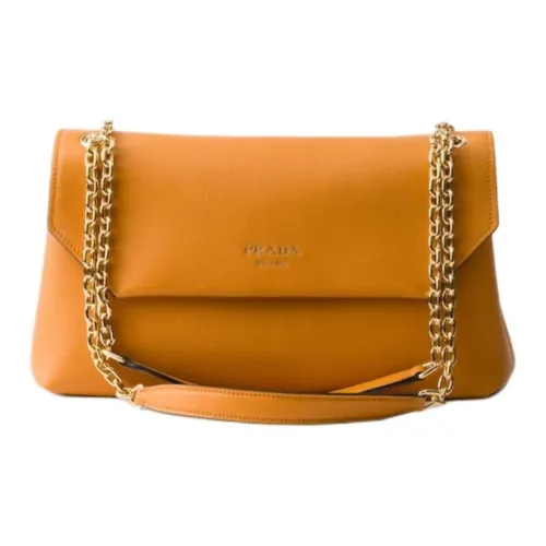 PRADA Телячья кожа Сумка через плечо Сумка на плечо Средняя Женская Янтарная