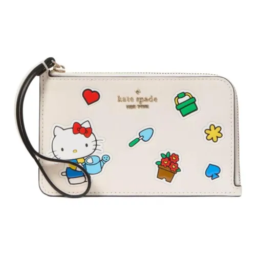 Kate Spade HELLO KITTY Collaboration Коровья кожа Key Pouch Картхолдер Маленький Женская Белый