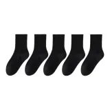 ⑤ Осенние и зимние универсальные носки Crew (Черный + Черный + Черный + Черный + Черный)